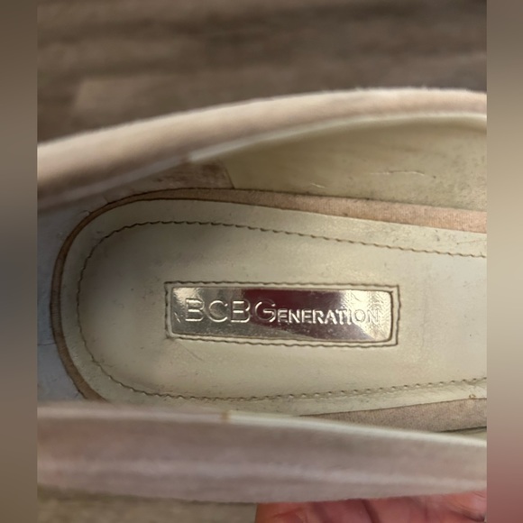 Size 10 creamy white suede BCBG heels. Gently used, still in good condition! - Picture 2 of 5